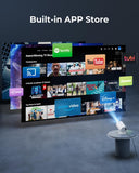 Load image into Gallery viewer, Mini Projector with WiFi and Bluetooth, Built-in Apps, Smart Portable Projector with 180° Rotation